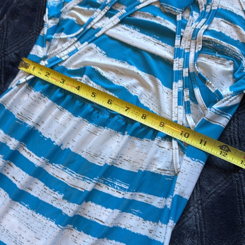 Bundle 2 knit long dresses- Hippie Rose Pink And Blue&white Strappy back Dress - Picture 9 of 15
